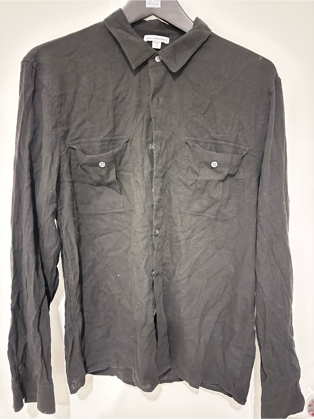 James Perse Black Collared Button Shirt